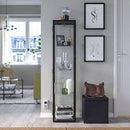 BLÅLIDEN Glass-door cabinet, black, 35x32x151 cm