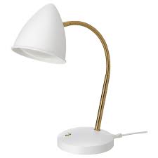 ISNALEN LED work lamp, white/brass-colour