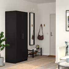 BRIMNES Wardrobe with 2 doors, black, 78x190 cm