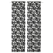 VINTEROXBÄR Curtains, 1 pair, white/black, 145x300 cm