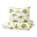 BLÅVINGAD Duvet cover and pillowcase, turtle pattern green/white, 150x200/50x60 cm