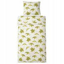 BLÅVINGAD Duvet cover and pillowcase, turtle pattern green/white, 150x200/50x60 cm