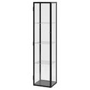 BLÅLIDEN Glass-door cabinet, black, 35x32x151 cm