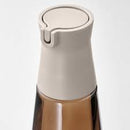 HALVTOM Bottle with pour spout, glass/brown, 19 cm