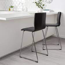 VOLFGANG Bar stool with backrest, chrome-plated/Bomstad black, 67 cm