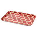 SNÖKRABBA tray, red dot patterned-light beige, 20x28 cm