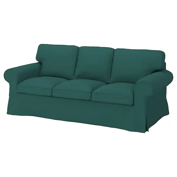 EKTORP Three-seat sofa frame/EKTORP Cover for 3-seat sofa, dark turquoise