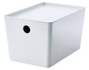 KUGGIS Box with lid, white, 18x26x15 cm