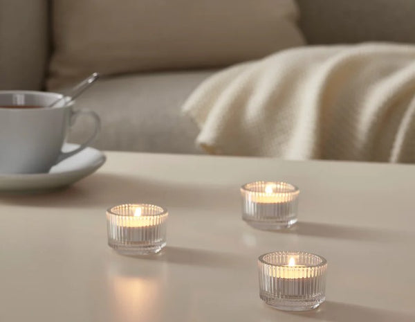 FINSMAK Tealight holder, clear glass, 3.5 cm
