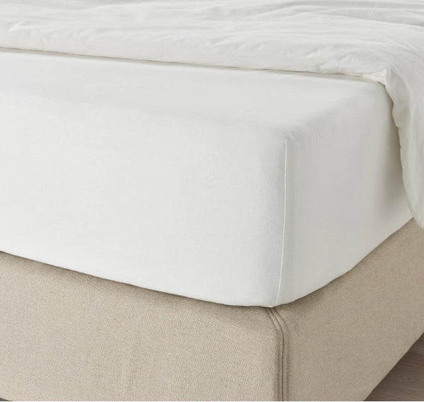 FÄRGMÅRA Fitted sheet, white, 180x200 cm
