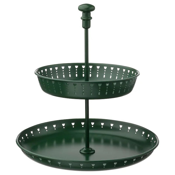 GARNERA Serving stand, two tiers, dark green