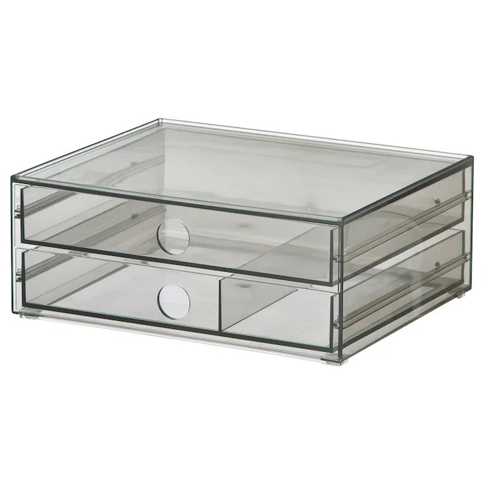 GODMORGON Mini chest with 2 drawers, smoked, 23x19x9 cm