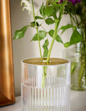 GRADVIS Vase with metal insert, clear glass/gold-colour, 21 cm