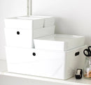 KUGGIS Box with lid, white, 26x35x15 cm