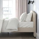 HAUGA Upholstered bed frame, Lofallet beige, 140x200 cm >