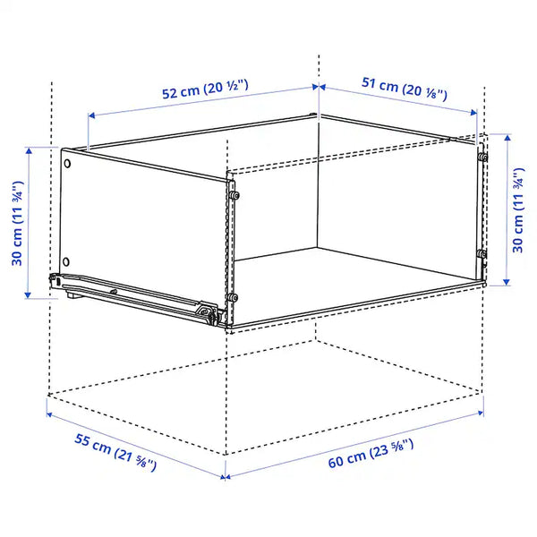 KONSTRUERA Drawer without front, white, 30x60 cm