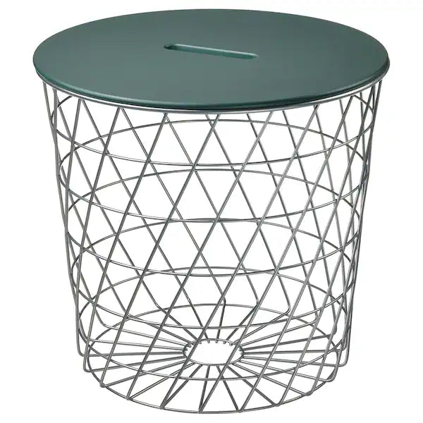 KVISTBRO Storage table, silver color/dark gray-green, 44 cm (17 3/8 ")