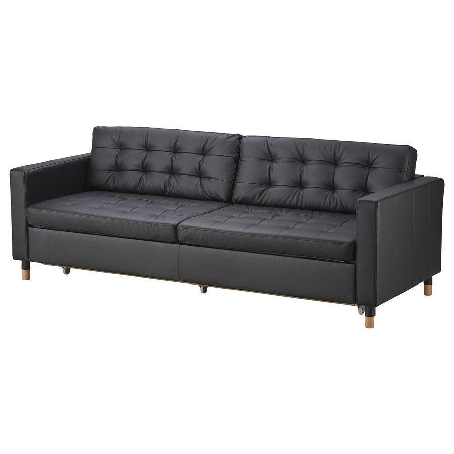 LANDSKRONA Three-seat sofa frame, black/LANDSKRONA Leg, metal, 15 cm