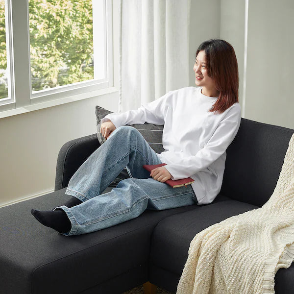 LINANÄS 3-seat sofa, with chaise longue/Vissle dark grey