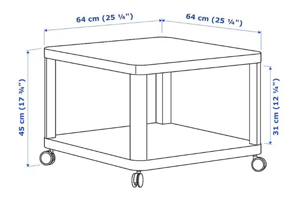 TINGBY Side table on castors, white, 64x64 cm