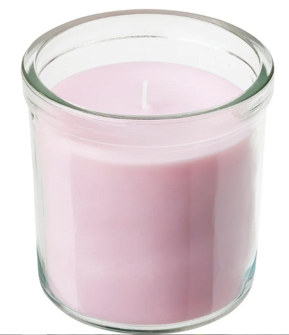 LUGNARE Scented candle in glass, Jasmine/pink, 40 hr