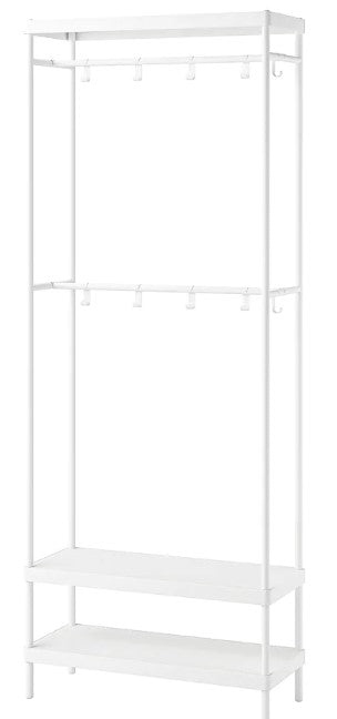 MACKAPAR Coat rack with shoe storage unit, white, 78x32x200 cm