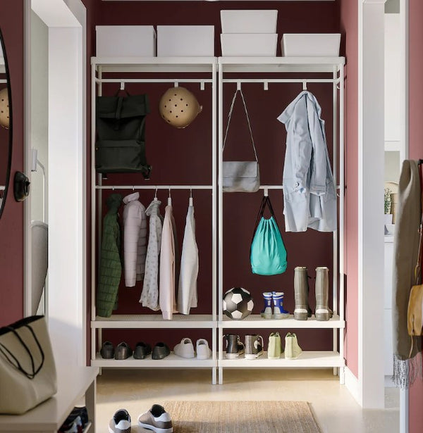 MACKAPAR Coat rack with shoe storage unit, white, 78x32x200 cm