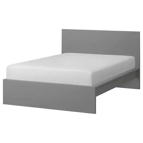 MALM Bed frame, high, grey stained, 160x200 cm