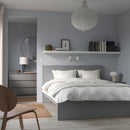 MALM Bed frame, high, grey stained, 140x200 cm