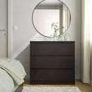 MALM Chest of 3 drawers, black-brown, 80x78 cm