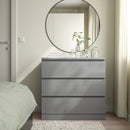 MALM Chest of 3 drawers, grey stained, 80x78 cm