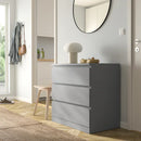 MALM Chest of 3 drawers, grey stained, 80x78 cm