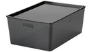 KUGGIS Box with lid, transparent black, 37x54x21 cm