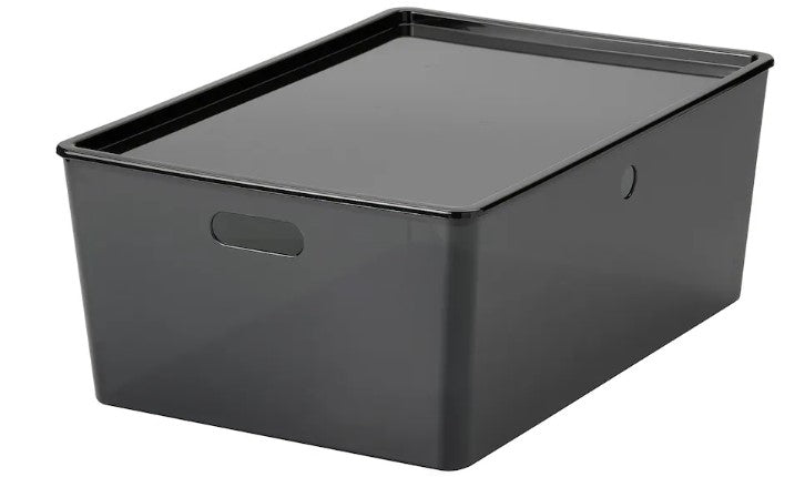 KUGGIS Box with lid, transparent black, 37x54x21 cm – Likea