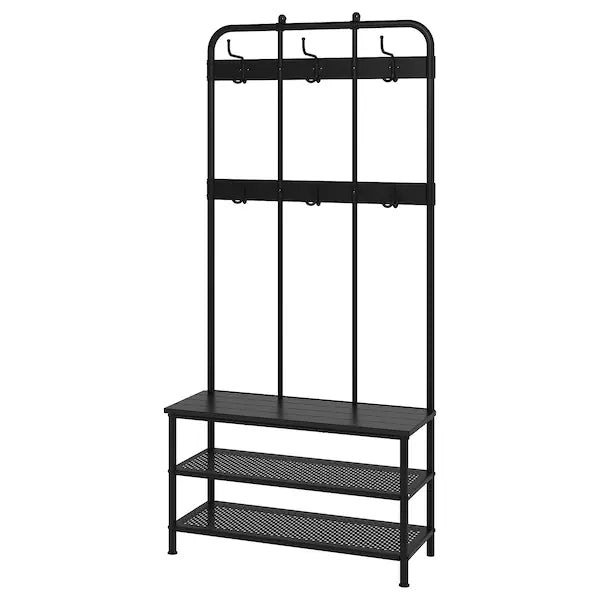 IKEA Pinnig Coat & Shoe Rack Black 90x37x193cm