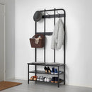 IKEA Pinnig Coat & Shoe Rack Black 90x37x193cm