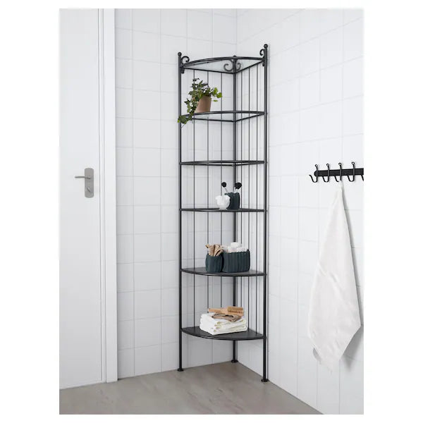 RÖNNSKÄR Corner shelf unit, black