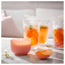 SOCKERLÖNN Scented candle in glass, Peach & blossom/pink, 20 hr