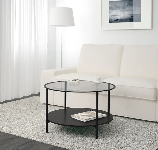 VITTSJÖ Coffee table, black-brown/glass, 75 cm (29 1/2 ")