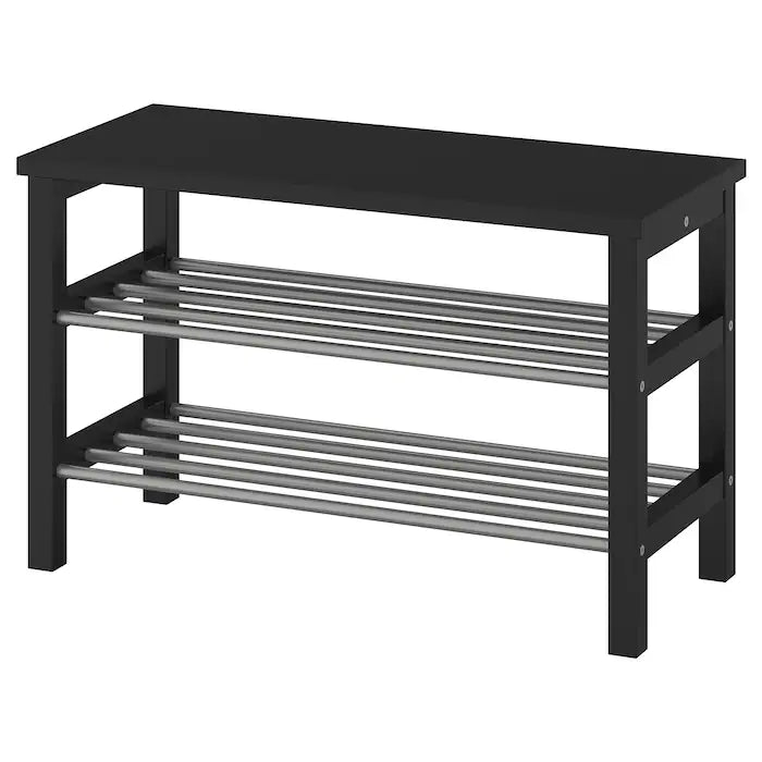 TJUSIG Bench with shoe storage, black, 81x34x50 cm