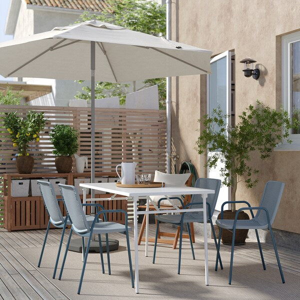 TORPARÖ Chair with armrests, in/outdoor, light grey-blue