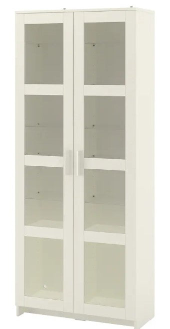 BRIMNES Glass-door cabinet, white, 80x190 cm