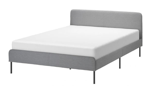 SLATTUM Upholstered bed frame, Knisa light grey, 160x200 cm