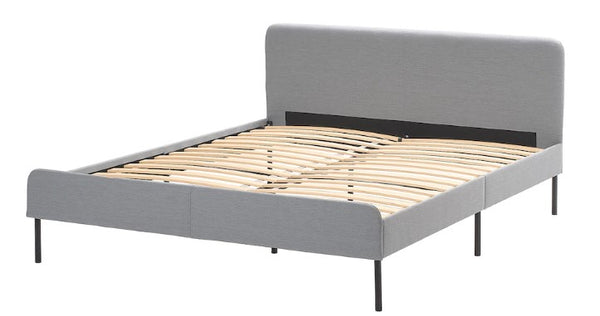 SLATTUM Upholstered bed frame, Knisa light grey, 160x200 cm