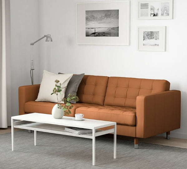 LANDSKRONA 3-seat sofa, golden-brown with metal leg