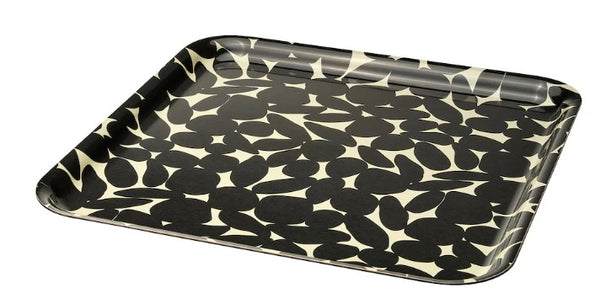 VÅRSIKLÖJA Tray, patterned off-white/black, 33x33 cm