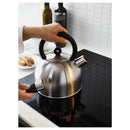 VATTENTÄT Kettle, stainless steel/black, 2 qt