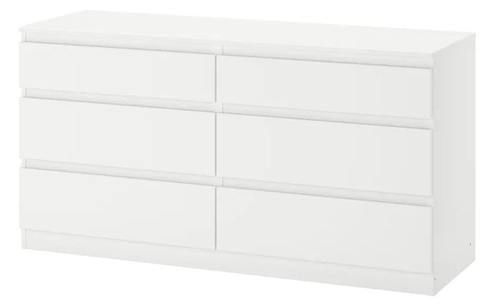 KULLEN Chest of 6 drawers, white, 140x72 cm