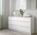 KULLEN Chest of 6 drawers, white, 140x72 cm