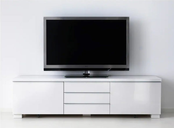 BESTÅ BURS TV bench, high-gloss white, 180x41x49 cm